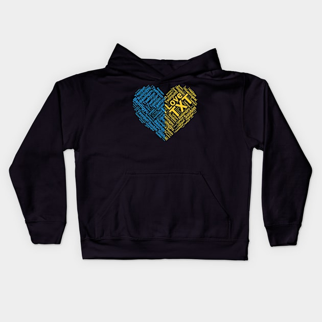 I Love TXT Wordcloud Kids Hoodie by wennstore